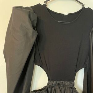 Puff sleeve cut out dress